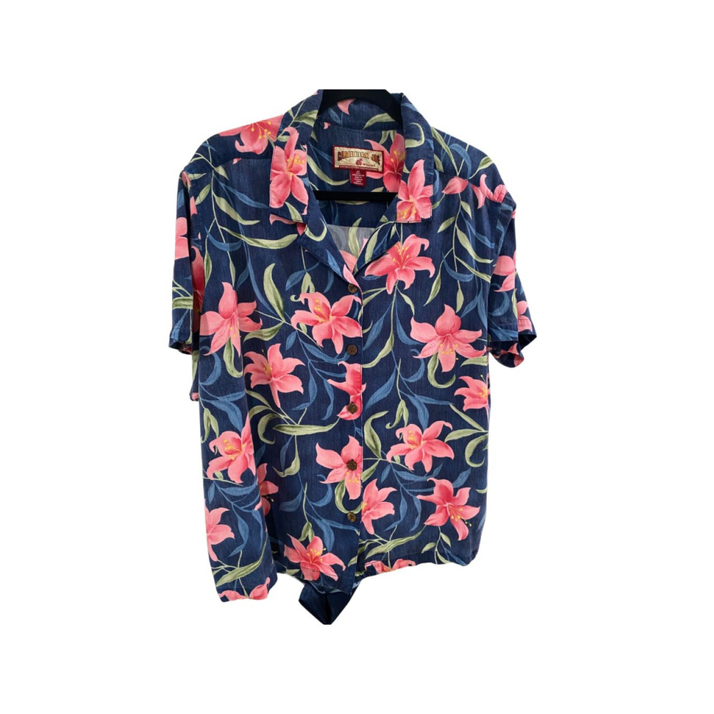 Caribbean Joe Women’s Floral Short Sleeve Button Up Shirt - Sz. 2X (EUC)